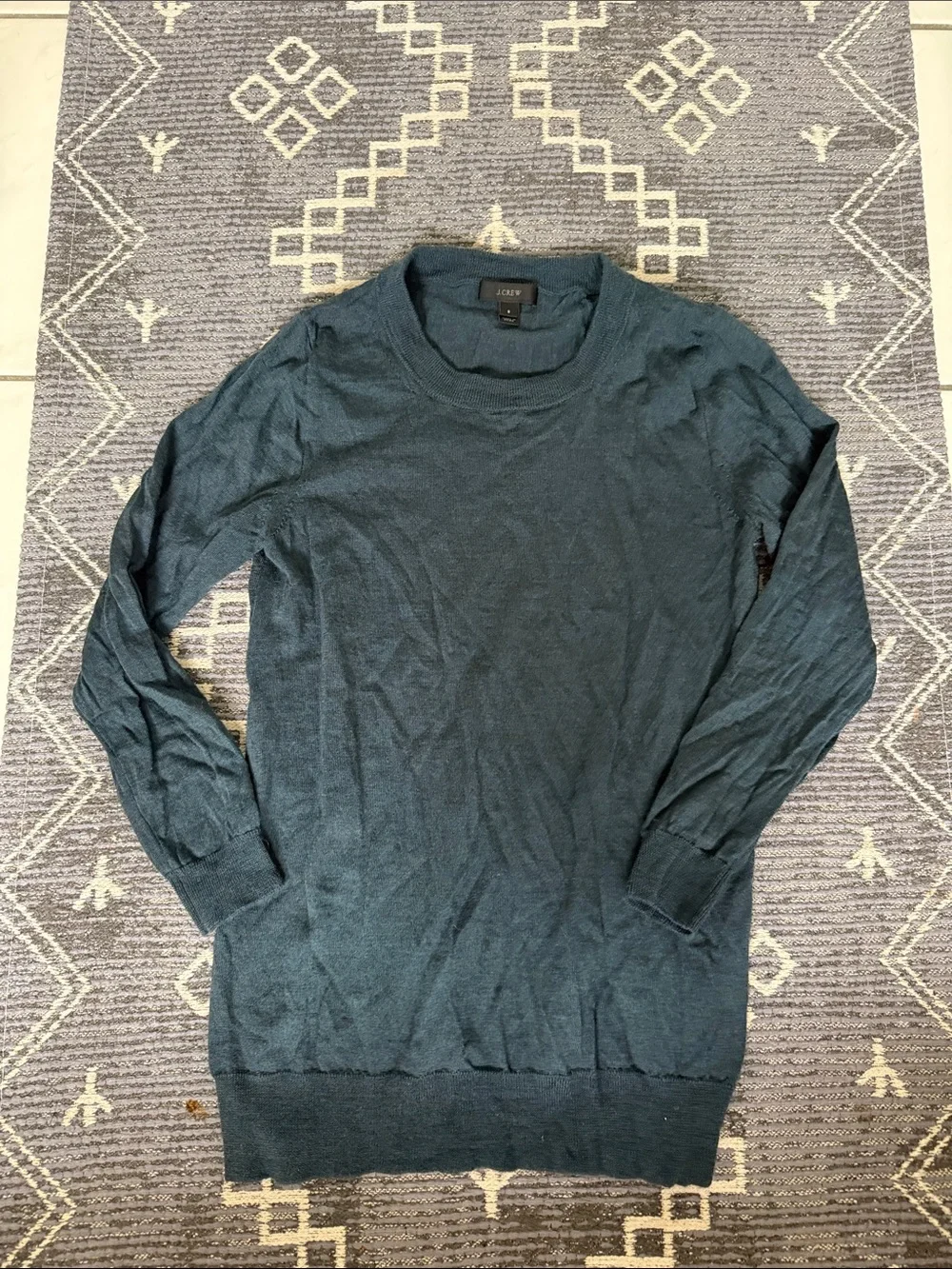 J.Crew Merino Wool Ribbed Detail Sweater Top 3/4 Sleeve